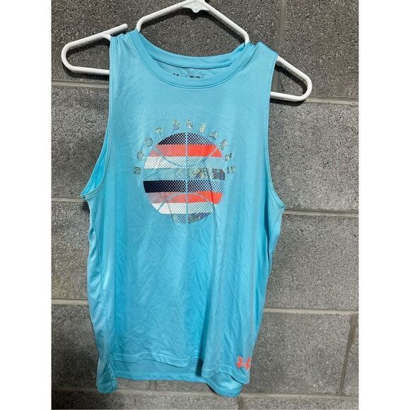 Under Armour Youth Heat Gear Hoop Breaker Muscle Tank Top Blue Size YXL Active - Picture 1 of 4